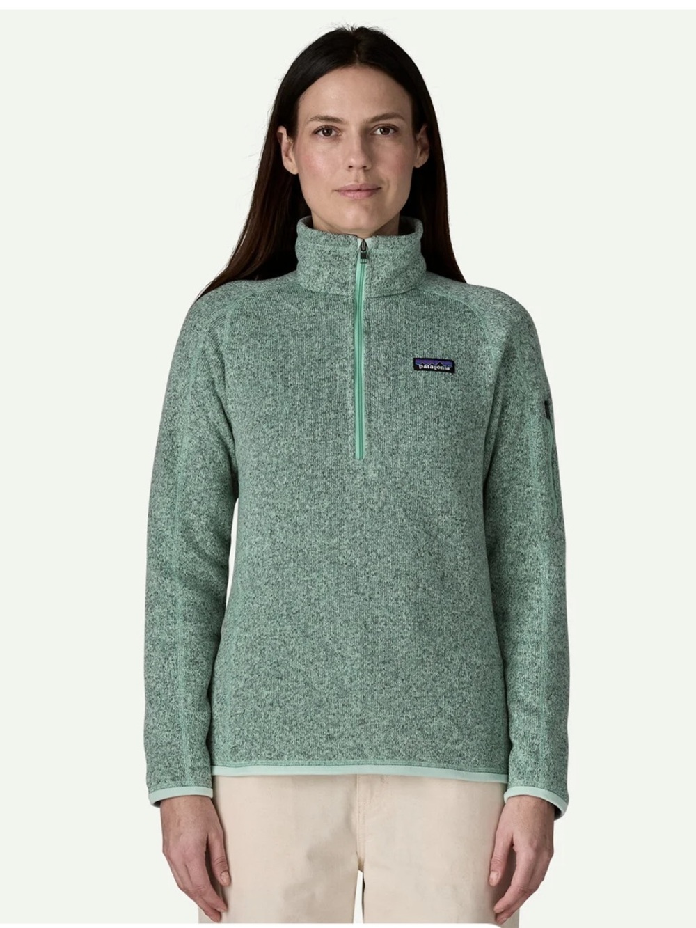 PATAGONIA Better Sweater Fitted 1/4-Zip Pullover Mint Green Heather Women's XS